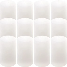 Set de lumânări rustice, 11,5 cm, Ø 6,8 cm, alb, 12 buc