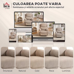 HOMCOM Fotoliu Rabatabil Manual cu Pernă Groasă, Suport pentru Picioare, 85x93x105cm, Bej | Aosom Romania