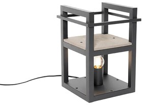 Lampă de masă industrială neagră cu lemn - Cage Rack