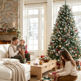 HOMCOM Brad de Crăciun Înzăpezit Înalt 180 cm cu 910 Ramuri, Brad Artificial de Interior cu Conuri Decorative, Bază Metalică Pliabilă, Verde | Aosom Romania