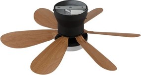Lustra LED cu Ventilator si telecomanda DELORES negru/ efect de lemn