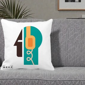Perna Personalizata Retro Casti Muzicale, 40x40 cm, Alba Mata, Husa Detasabila, Perna Inclusa, BEKZ®