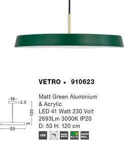 Lustra LED design modern VETRO 50cm, verde