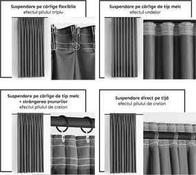 Draperie catifelată FILUMI gri închis 140 x 250 cm set 2 buc