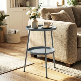 Outsunny Masă de grădină Ø36 cm, masă de balcon din metal, masă pentru luat masa în aer liber, masă rotundă pentru terasă pentru grădină terasă balcon, gri închis | Aosom Romania