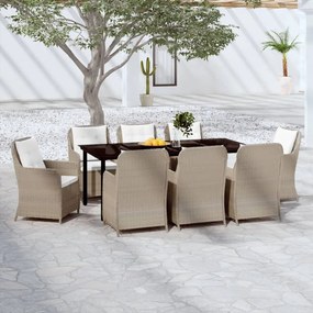 vidaXL Set mobilier pentru grădină, 9 piese, maro
