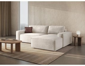 Colțar alb extensibil cu tapițerie din țesătură bouclé (cu colț pe partea dreaptă) Jodie – Micadoni Home