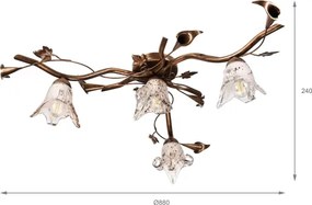 Lustră aplicată ROZETA 4xE14/40W/230V bronz