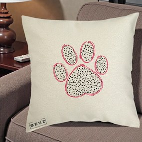 Perna Personalizata Labuta Dalmatian Roz Neon, 40x40 cm, Ecru, Husa Detasabila, Perna Inclusa, BEKZ®