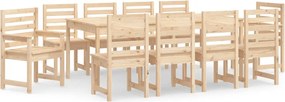 vidaXL Set de masă pentru grădină, 11 piese, lemn masiv de pin