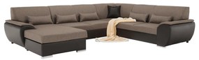 Colţar în formă de U, material textil maro/piele ecologică maro, stânga, EMILY U