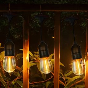 Ghirlandă LED decorativă pentru exterior, 30x socluri E27, 1 W per bec, 230 V, 16,44 m, IP44, negru