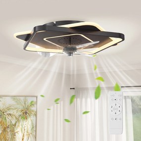 HOMCOM Ventilator de tavan cu lumină și telecomandă, ventilator LED de tavan cu 6 viteze, 3 temperaturi de culoare | Aosom Romania