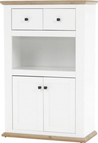 Comoda LEON MZ8, DTD laminat, alb/stejar grand, 85x40x130 cm