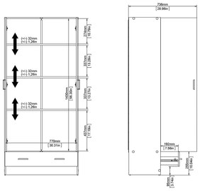 Șifonier alb 79x170 cm Space – Tvilum