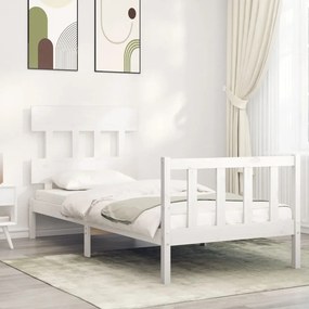 3193297 vidaXL Cadru de pat cu tăblie single mic, alb, lemn masiv