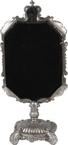 Oglinda de masa, argintie, cu aspect vintage, 15x10x31 cm, Silver