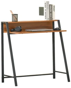 HOMCOM Birou modern cu Rafturi in Lemn Castaniu 84x45x85cm