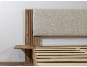 Pat matrimonial bej cu somieră 160x200 cm Lior – Bobochic Paris