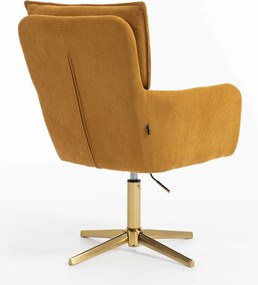 HR250CROSS Scaun Catifea Reiată Premium Ruloare Curry Galben Bază Aurie