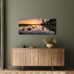 Tablou - Apus de soare la lac (120x50 cm)