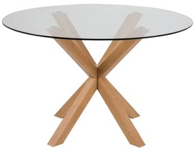 Masă dining cu blat din sticlă Actona Heaven, ⌀ 119 cm