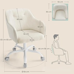 Scaun de birou SABINA, max. 110 kg, alb/bej SongmicsHome