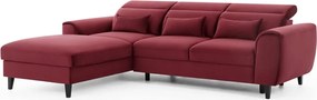 Colțar roșu extensibil/cu spațiu de depozitare cu tapițerie din catifea (cu colț pe partea stângă/cu șezlong) Foble – ELTAP