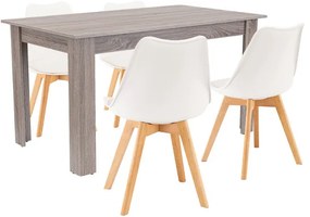 Set de masă Zara 4+1 alb-stejar York