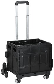 HOMCOM Cărucior de cumpărături Einkaufswagen, Treppensteiger, pliabil, cu mâner telescopic, capacitate maximă de 65 kg, Negru | Aosom Romania
