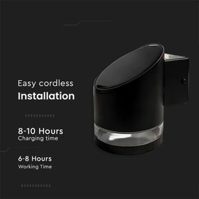 LED lampă solară de perete exterior 1W 3,7V 3000K IP54 1200mAh negru