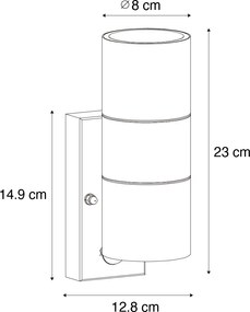 Aplică de exterior neagră cu 2 lumini AR70 cu senzor de mișcare - Duo