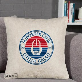 Perna Personalizata Otelul Galati Suporter Club 1964, 40x40 cm, Bej Canapea, Husa Detasabila, Perna Inclusa, BEKZ®