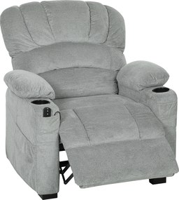 HOMCOM Fotoliu Relax Electric Reclinabil 150° cu Suport pentru Picioare, Șezut Lat, Silențios, Catifea, Gri | Aosom Romania