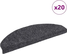 vidaXL Covorașe autoadezive pentru scări, 20 buc., 65x21x4 cm, gri închis, semirotunde, mari