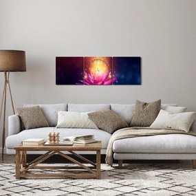 Tablou cu lotus pe apă (cu ceas) (90x30 cm)
