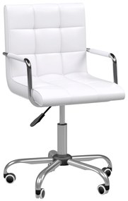 Scaun de birou captusit HOMCOM, cu roti, reglabil, alb | Aosom RO