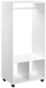 HOMCOM Cuier cu Bară din Aluminiu și 2 Rafturi Deschise, 60x40x128 cm, Alb | Aosom Romania