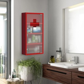 HOMCOM Dulap Prim Ajutor Montabil Perete, Cutie Medicamente, 60x30x12 cm, Roșu | Aosom Romania