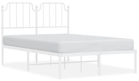 373934 vidaXL Cadru de pat metalic cu tăblie, alb, 120x200 cm