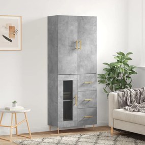 vidaXL Dulap înalt, gri beton, 69,5x34x180, lemn compozit