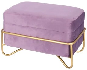 Set elegant Luna de taburete cu spatiu de depozitare, catifea si baza metalica aurie  2 piese