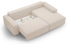 Colțar bej extensibil cu tapițerie din țesătură bouclé (cu colț pe partea dreaptă) Jodie – Micadoni Home