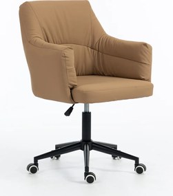 HR840K Scaun Caramel Piele Ecologica Premium Soft cu Bază Neagră