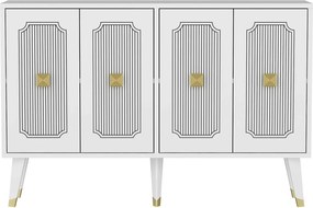 Comoda DERASI, alb/auriu, PAL melaminat, 120x30x80 cm