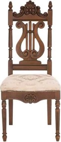 Scaun lemn masiv clasic Noble cu Spătar Lira, 59 × 50 × 115,5 cm - Nuc