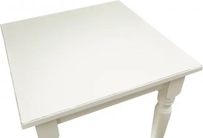 Masa fixa, L 70 70 H78 cm, culoare alb antic, Lemn Masiv