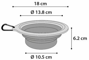 Bol de călătorie din silicon Flamingo 625 ml, albastru/gri