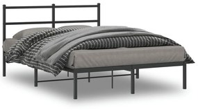 355364 vidaXL Cadru de pat metalic cu tăblie, negru, 135x190 cm