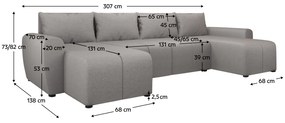 Set canapea universala, gri, DELIN U UNI